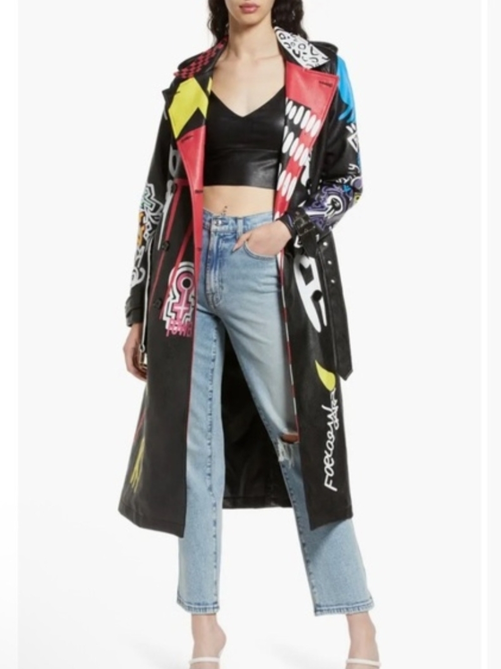 Azalea Wang Graffiti Trench Coat - Picture 3 of 4